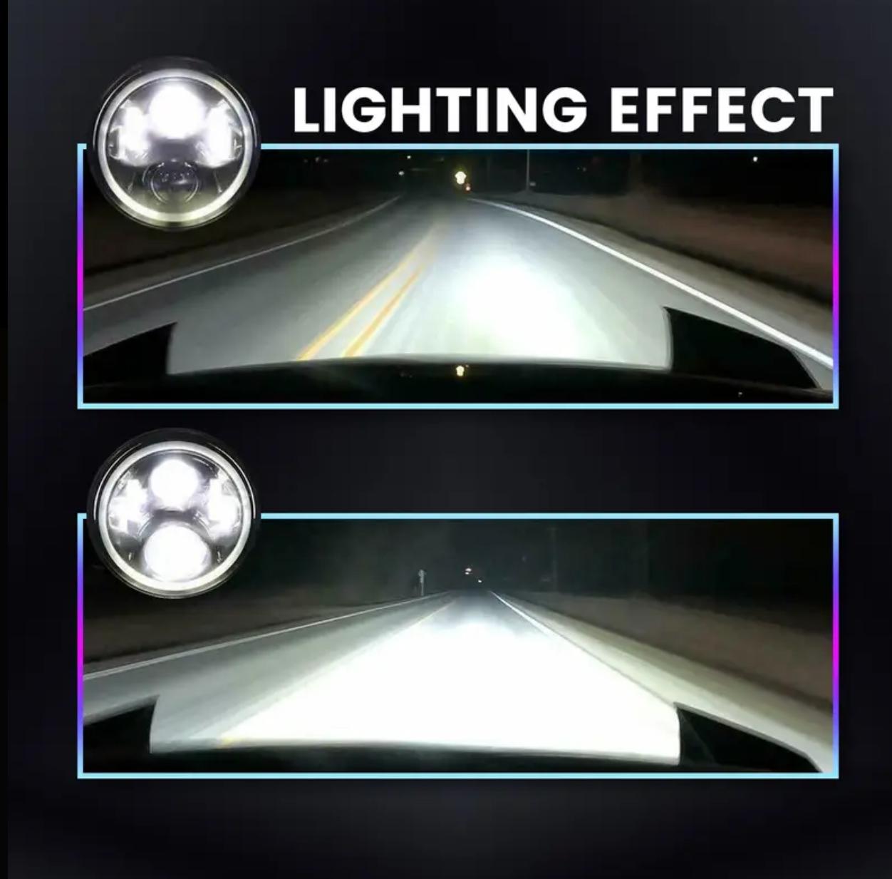 Par de faros LED RGB. Luces con iluminación multicolor y efectos.