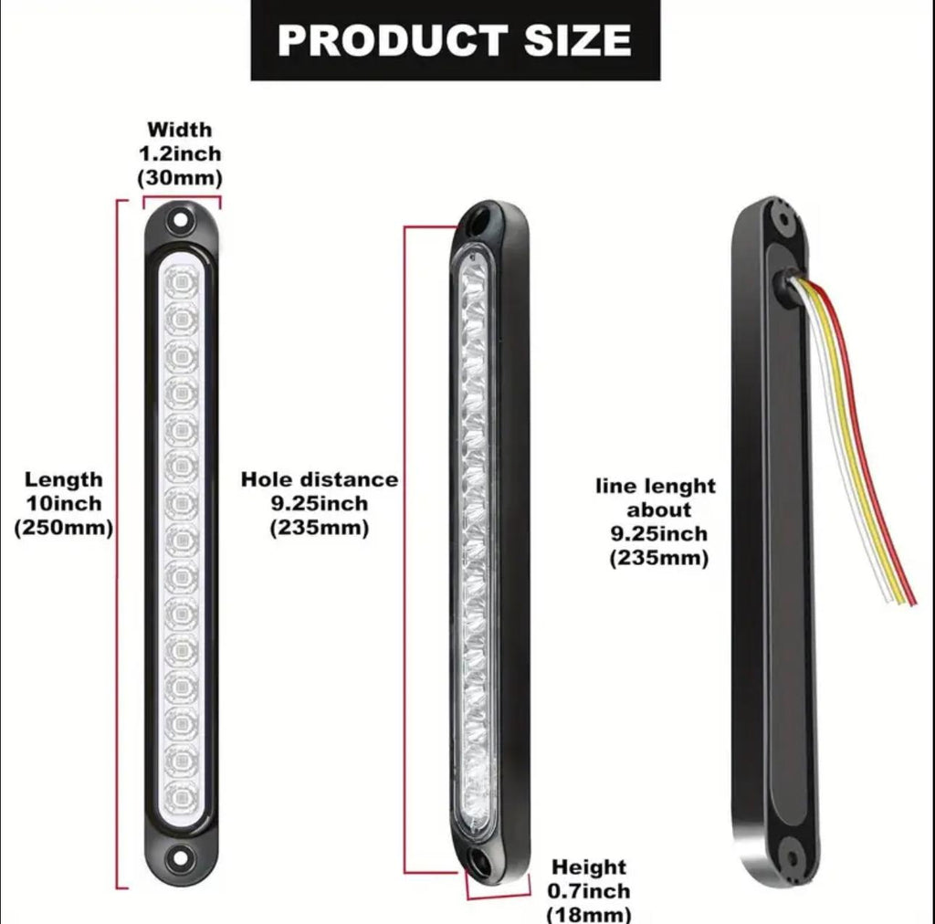 Barra de Luz Trasera de Freno y Giro  Blanco,Ámbar   y Rojo.