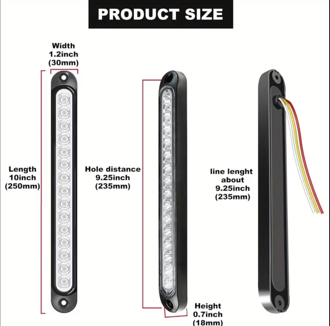 Barra de Luz Trasera de Freno y Giro  Blanco,Ámbar   y Rojo.