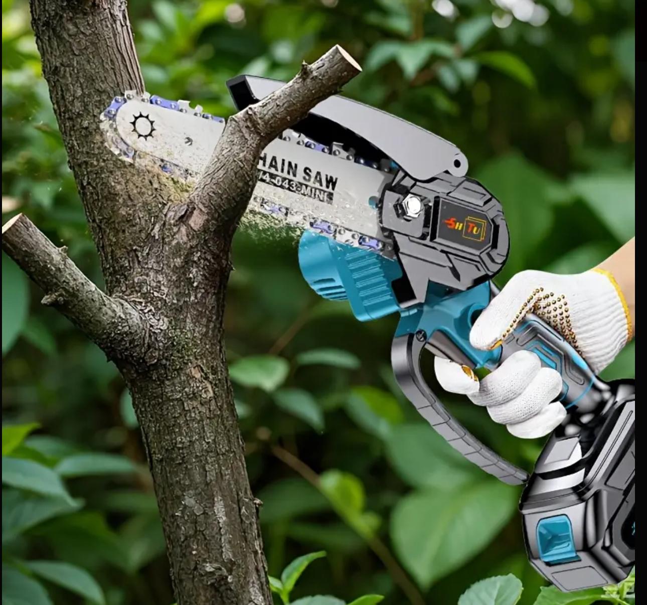 Mini Motosierra.  Motosierra Eléctrica de Mano a Batería Súper Potente.