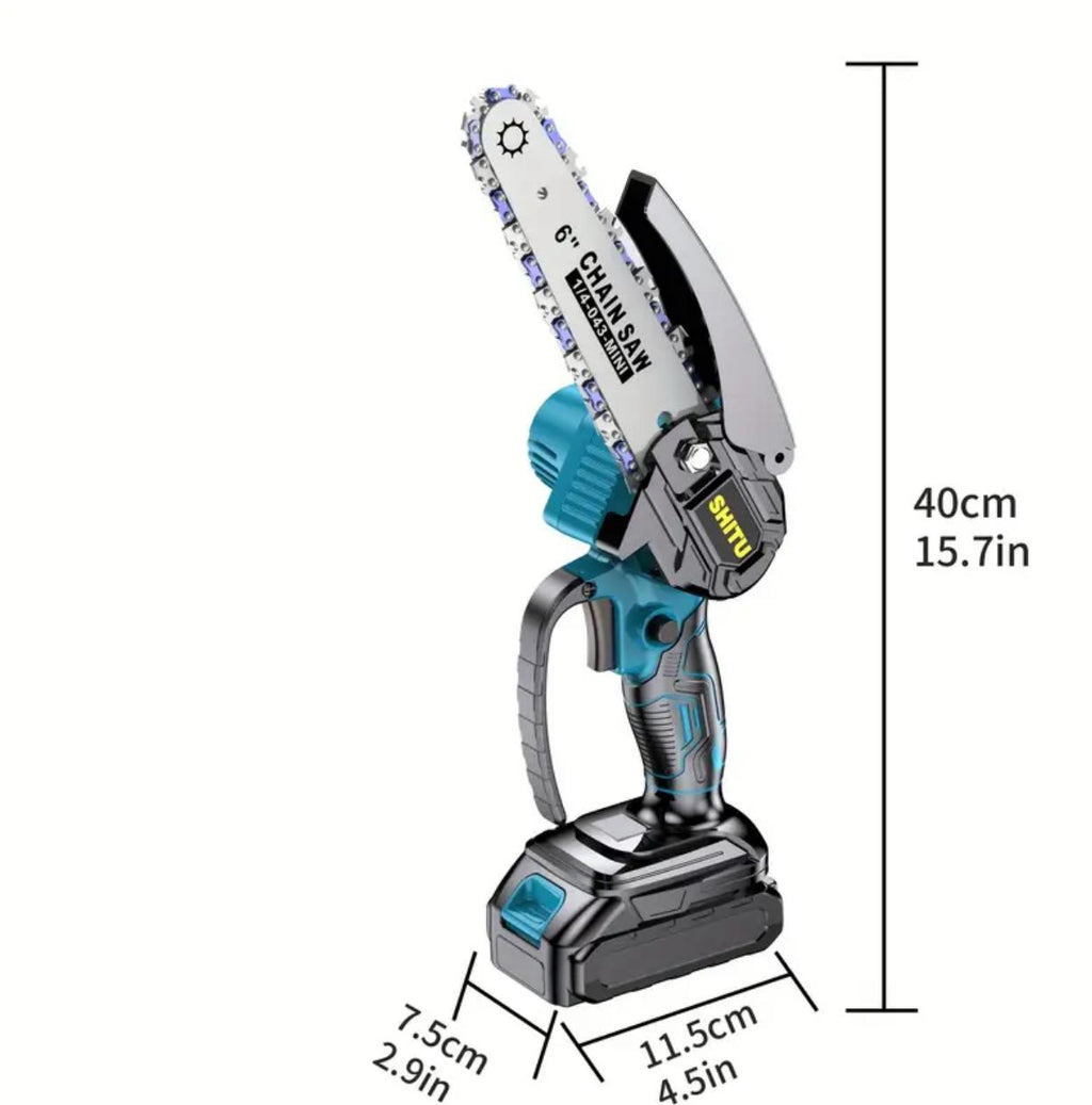 Mini Motosierra.  Motosierra Eléctrica de Mano a Batería Súper Potente.