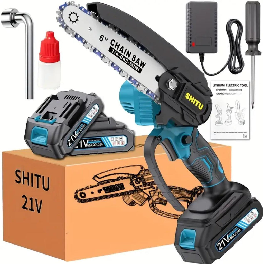 Mini Motosierra.  Motosierra Eléctrica de Mano a Batería Súper Potente.