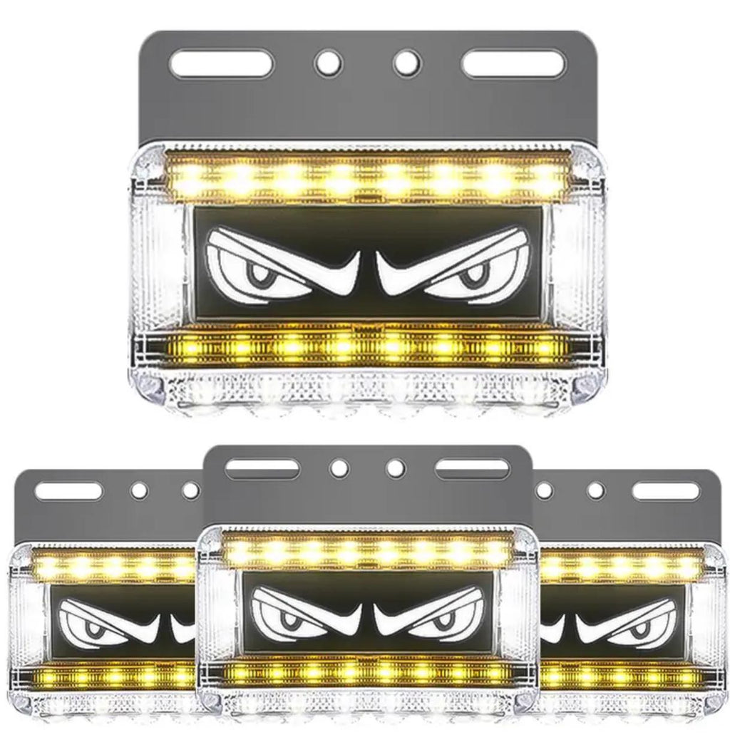 Luces LED de coche con ojos de diablo de doble función. Paquete de 4.