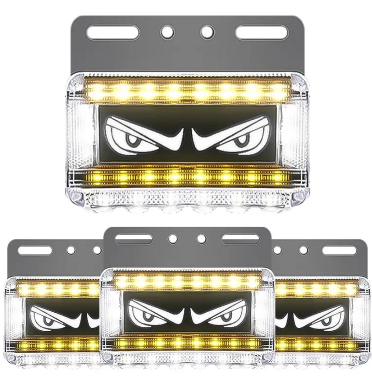 Luces LED de coche con ojos de diablo de doble función. Paquete de 4.