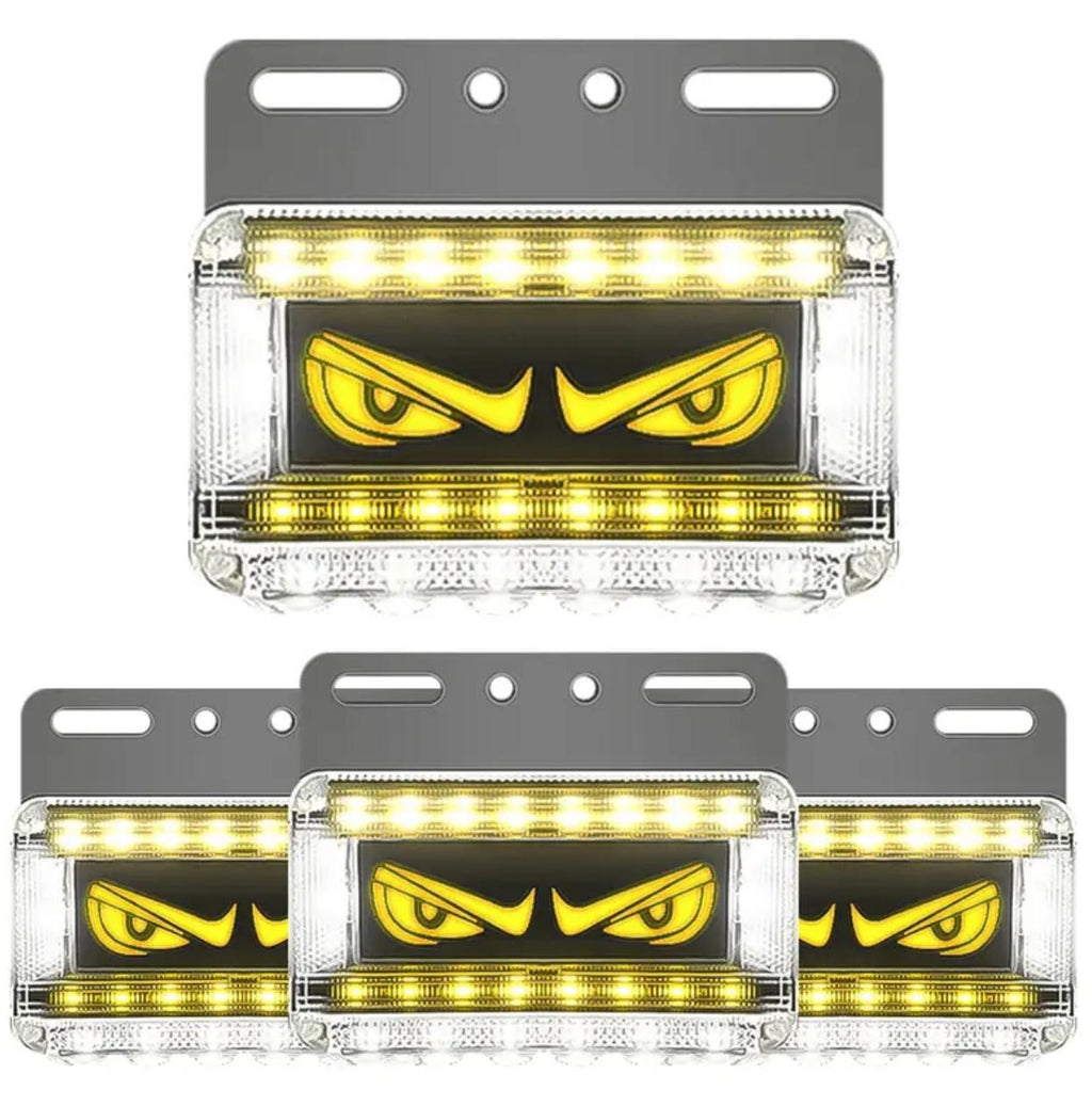 Luces LED de coche con ojos de diablo de doble función. Paquete de 4.