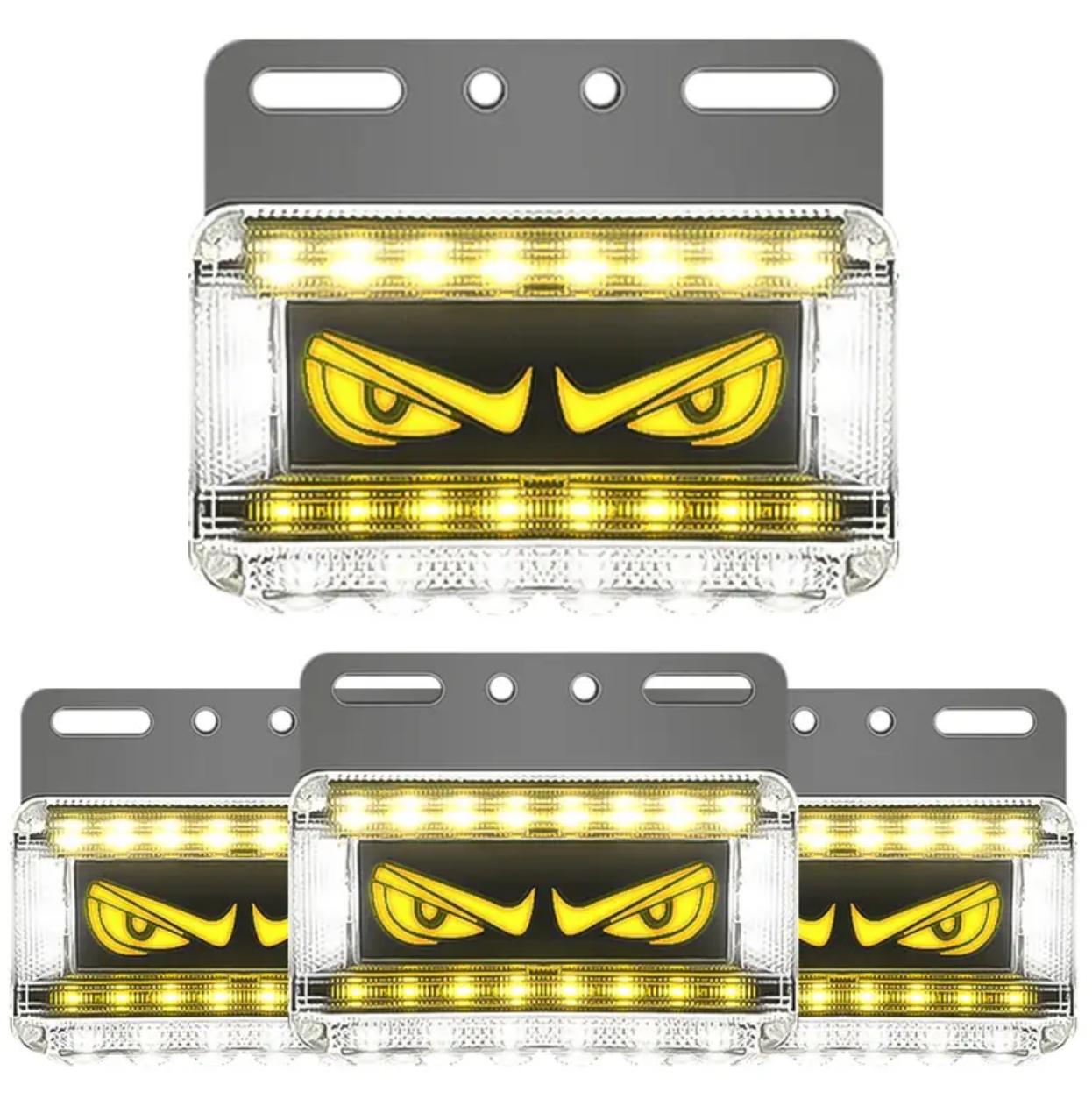 Luces LED de coche con ojos de diablo de doble función. Paquete de 4.