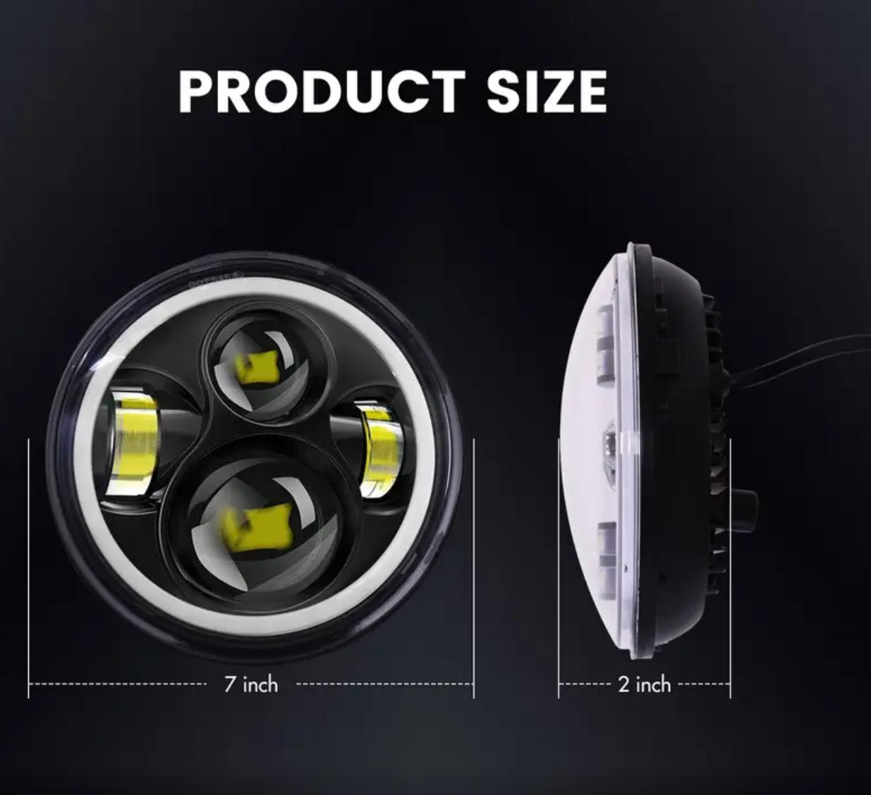 Par de faros LED RGB. Luces con iluminación multicolor y efectos.