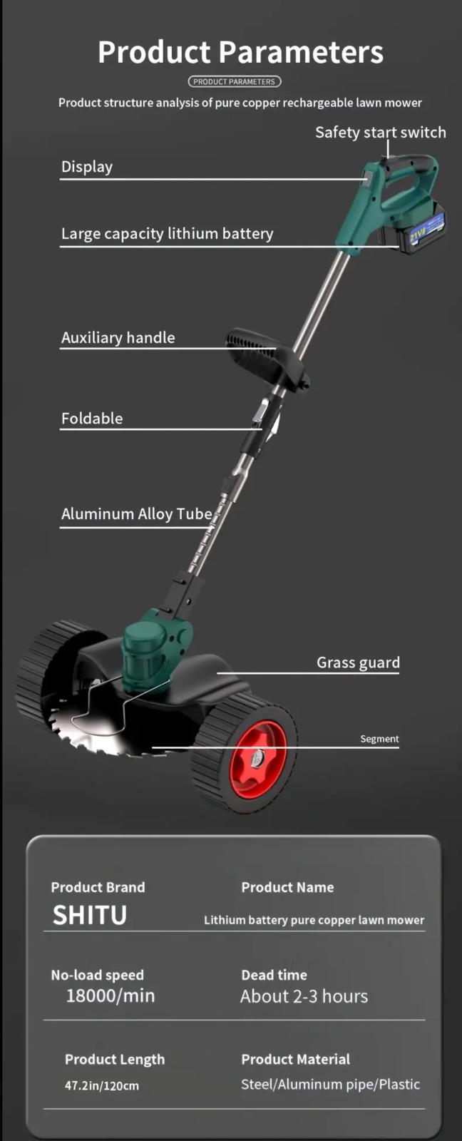 Cortadora de Césped Eléctrica Inalámbrica